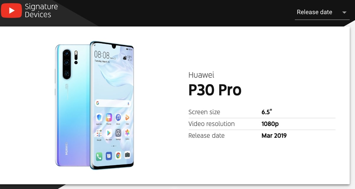 Huawei P30 Pro YouTUbe