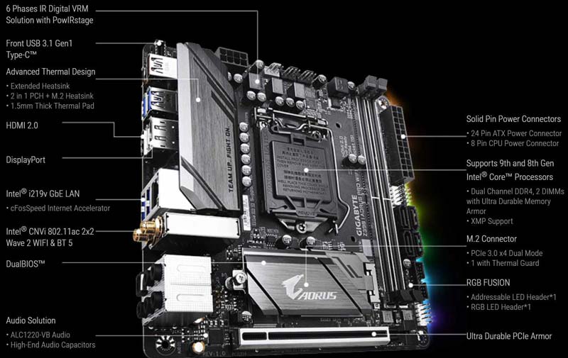 motherboard gigabyte aorus z390-i pro: força bruta em tamanho xs