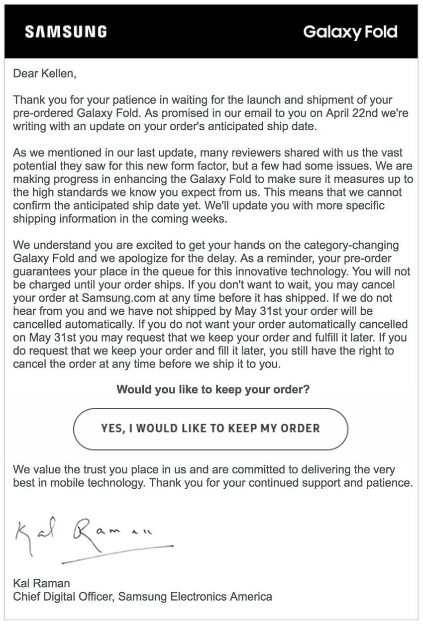 Galaxy Fold Email