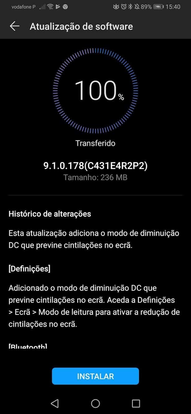 recebe novo update