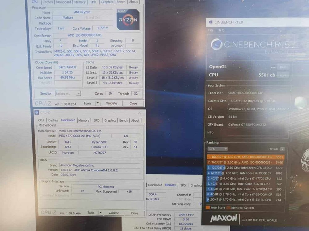 Ryzen 3950X cinebench