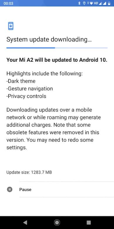 Update do Android 10 para o Xiaomi Mi A2