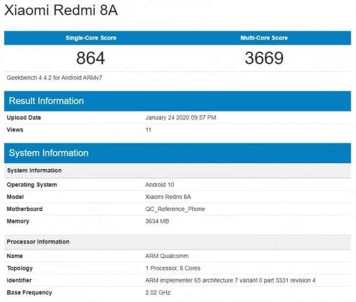 no Xiaomi Redmi 8A