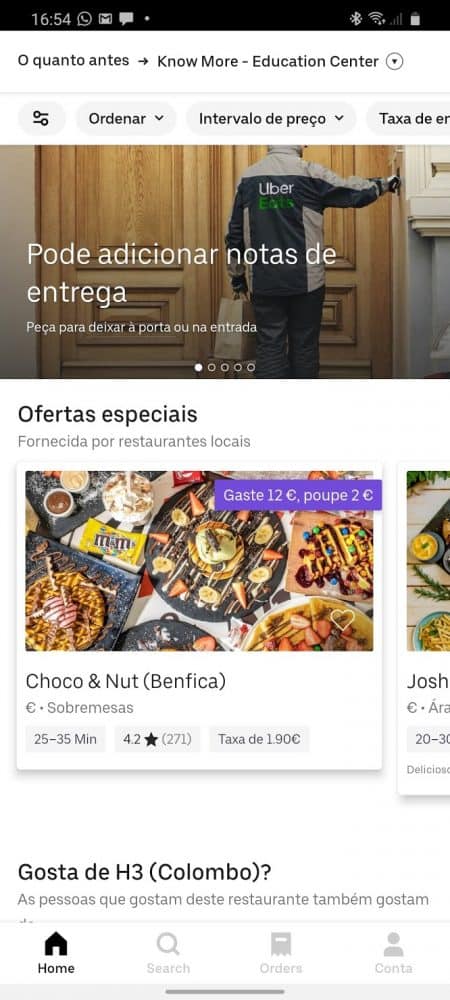 Uber eats, gasta no supermercado