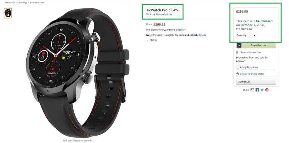 TicWatch Pro 3 Amazon