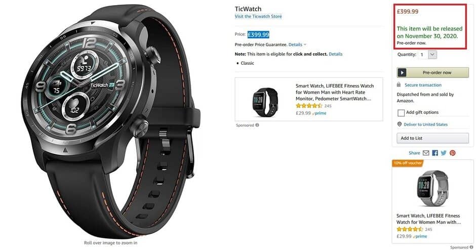 TicWatch Pro 3 Amazon