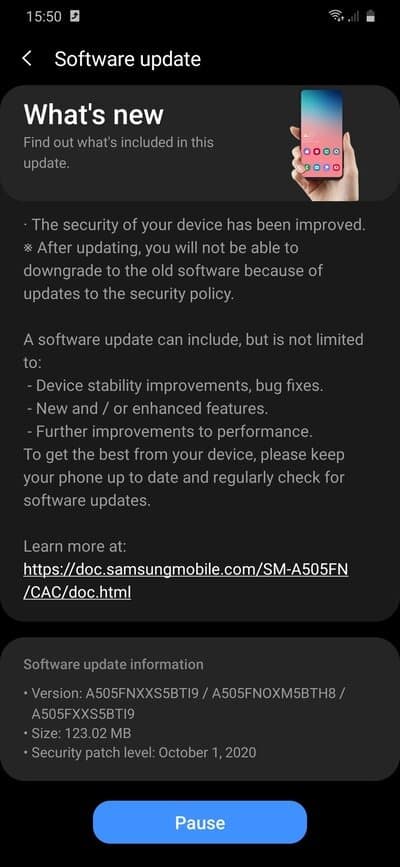 update Galaxy A50