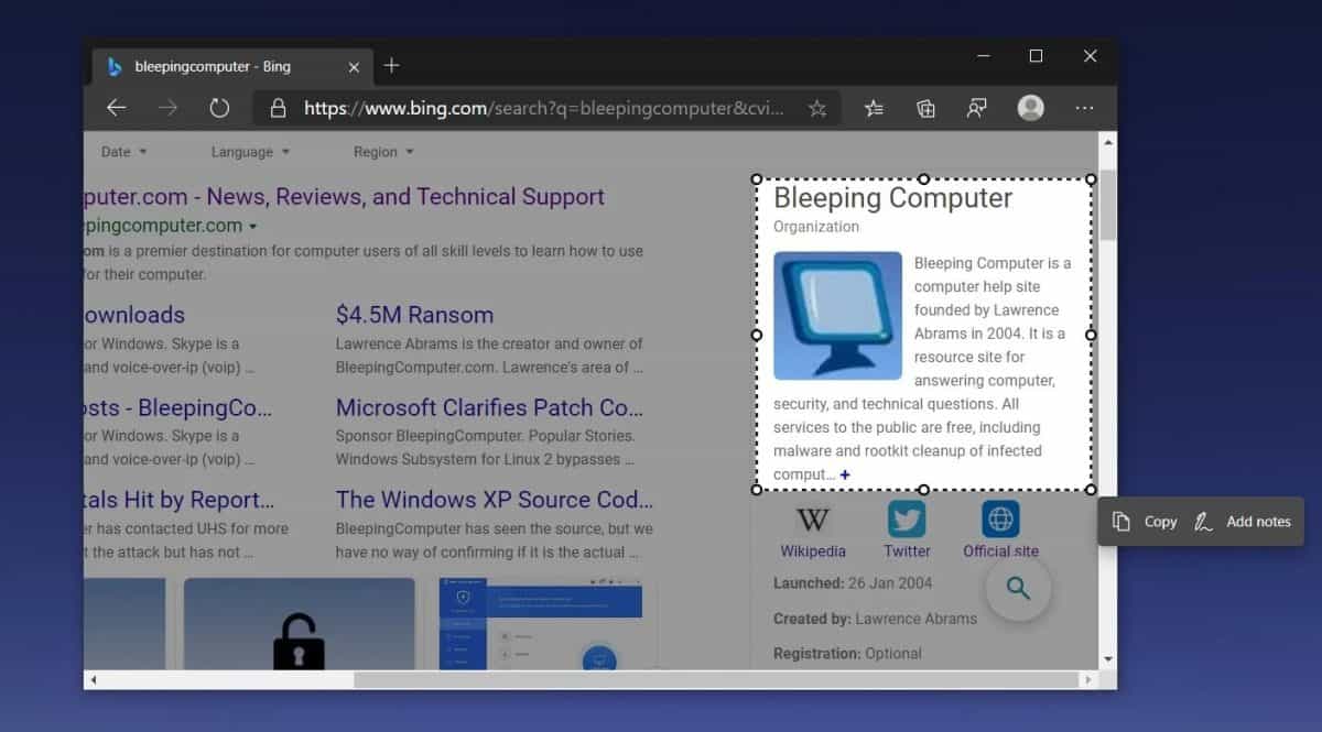 Microsoft Edge novidade