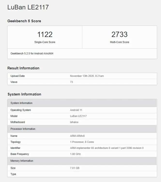 OnePlus 9 Pro Geekbench