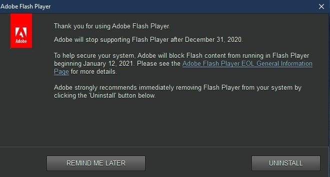 Flash Player Windows 10