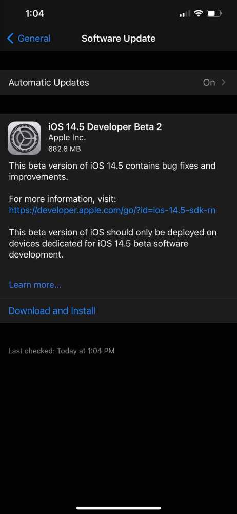 iOS 14.5 beta 2