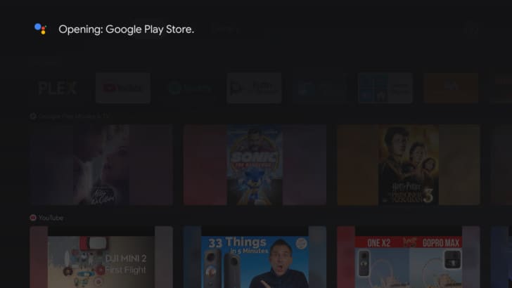 Google TV opening Play Store