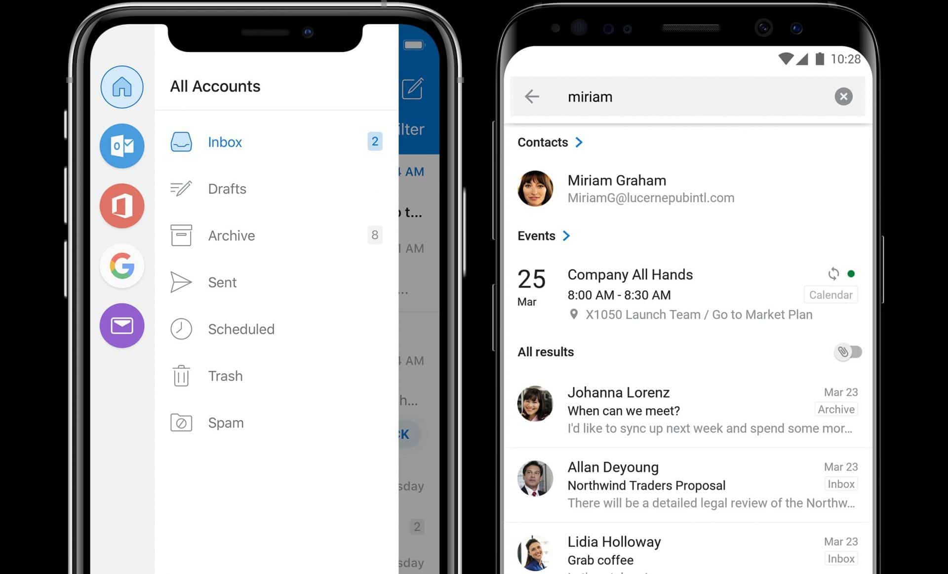 Outlook Android reacções