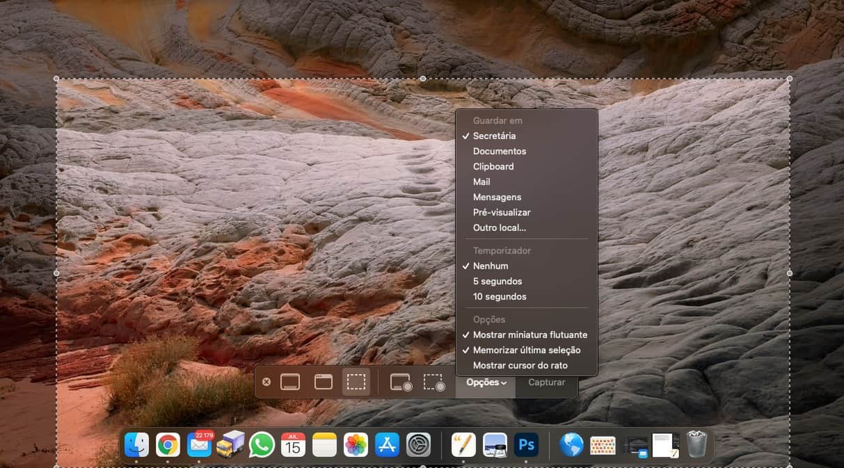 capturas de ecrã macOS