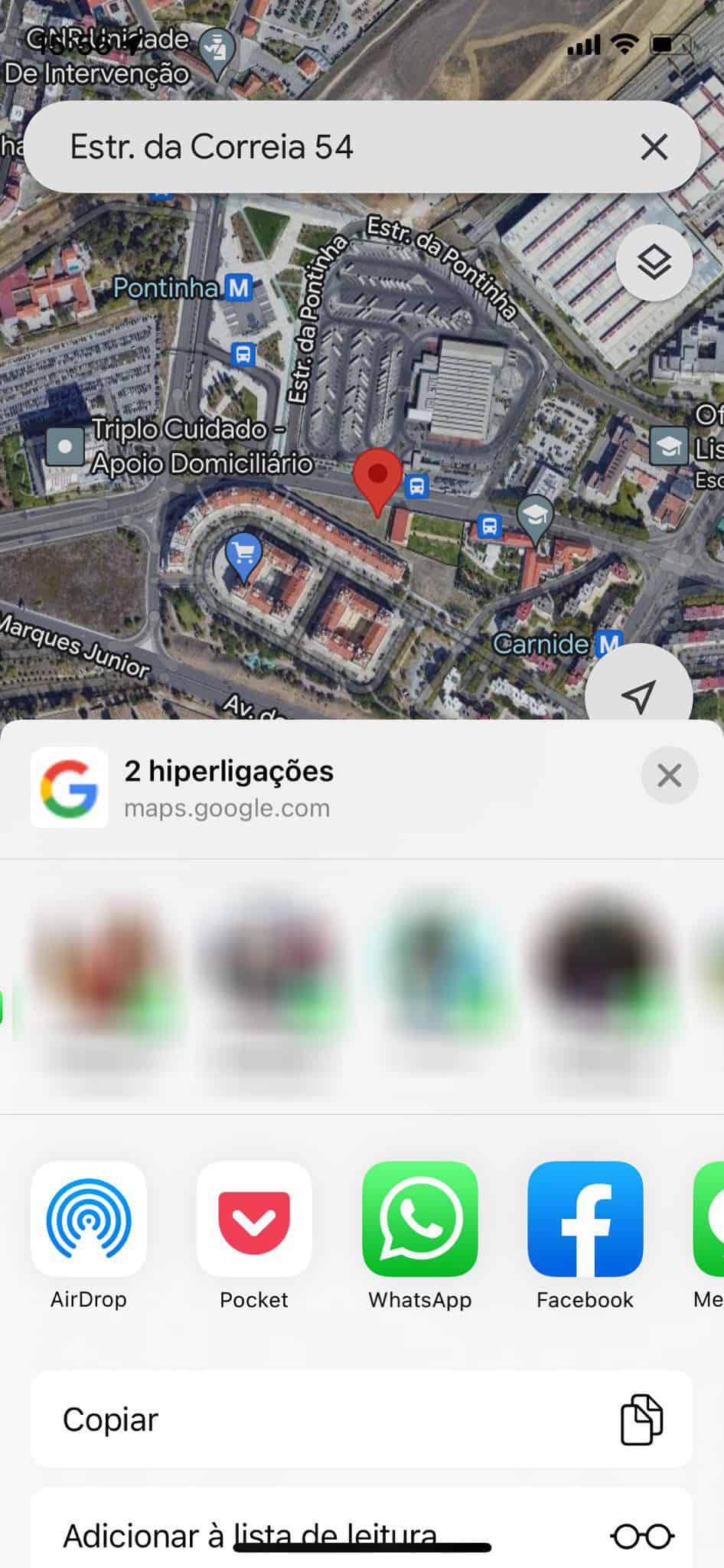 Google Maps partilhar localização