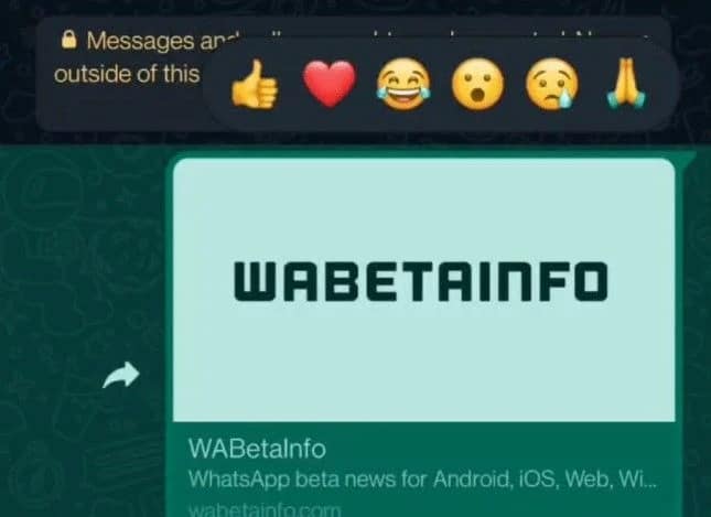 WhatsApp reacções às mensagens