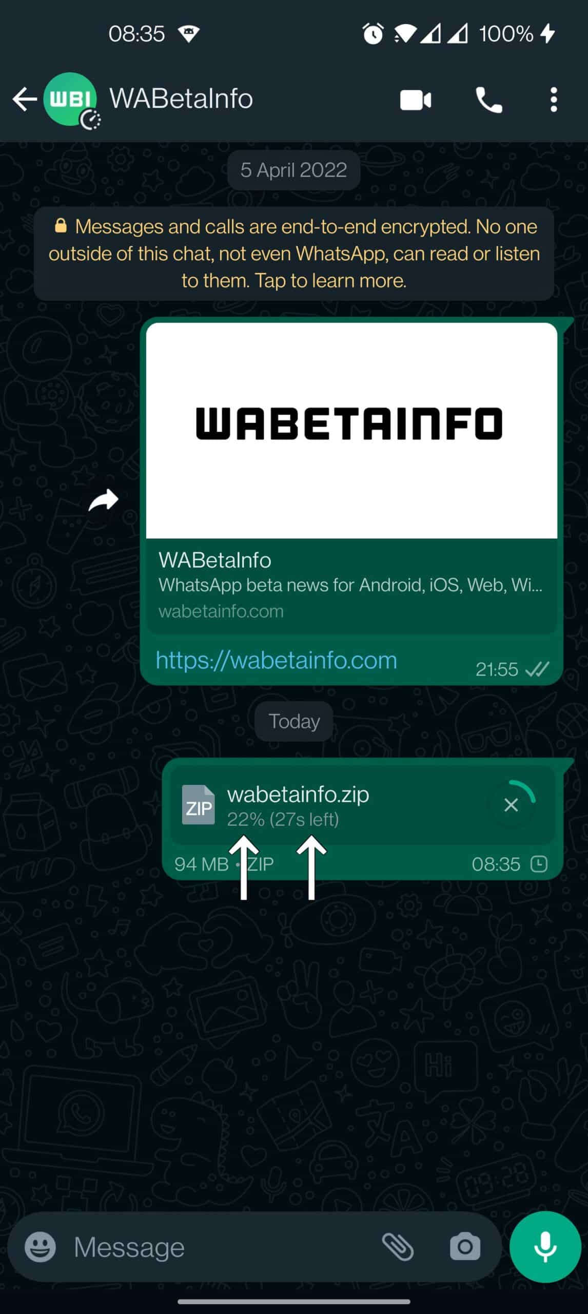 WhatsApp transferência ficheiros