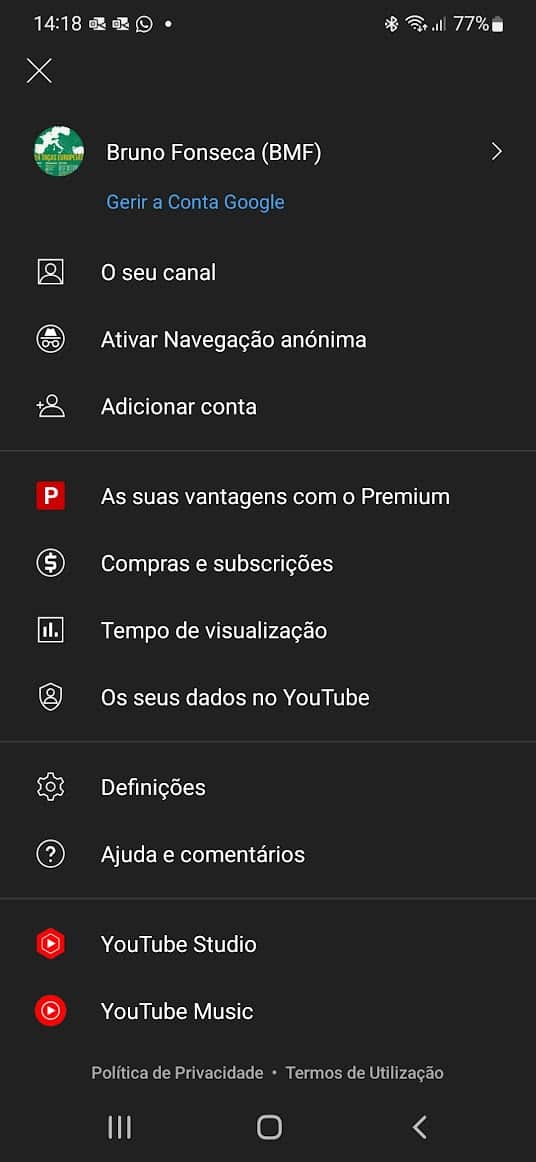 navegar no YouTube