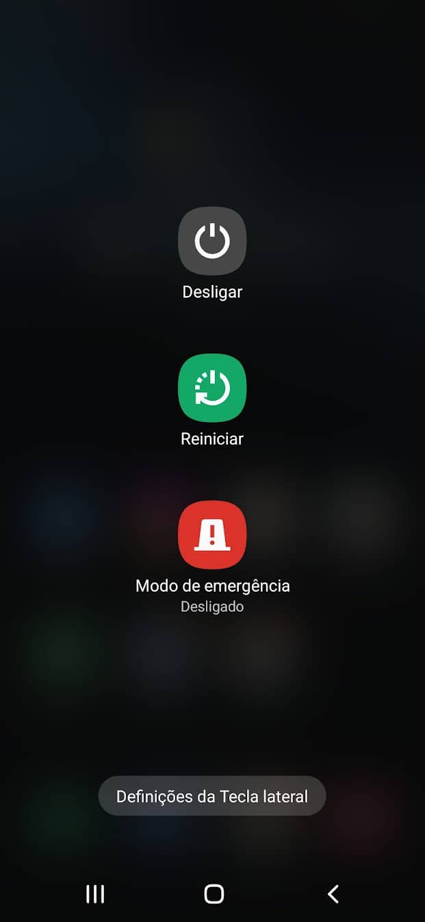 Samsung Galaxy modo emergência