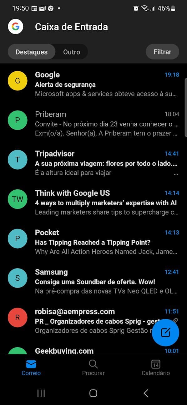 Android: é melhor utilizar o Gmail ou o Outlook?