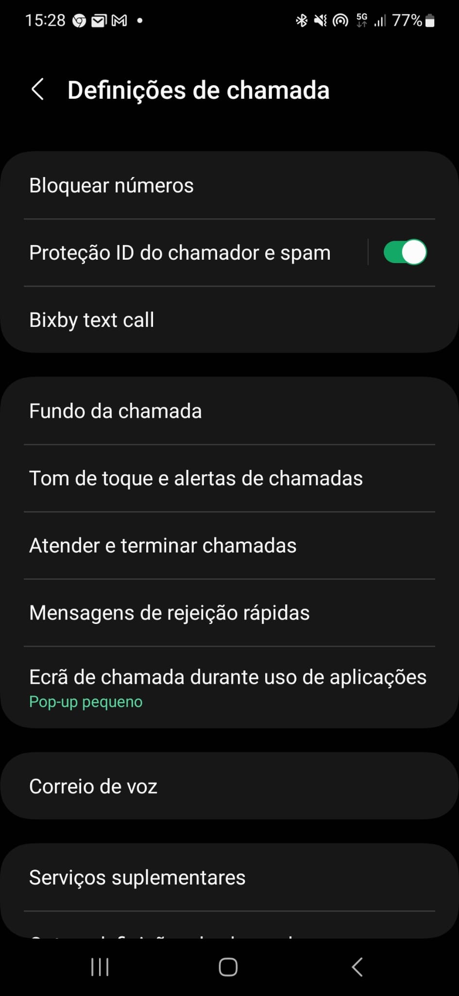 bloquear todas as chamadas no smartphone Samsung