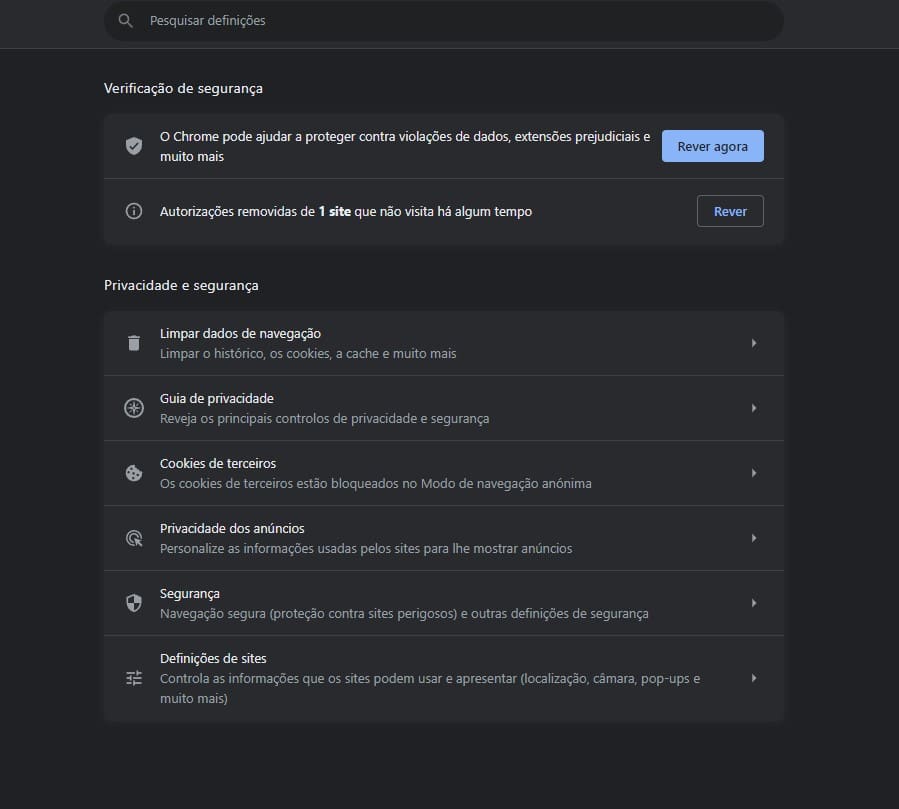 notificação do Google Chrome