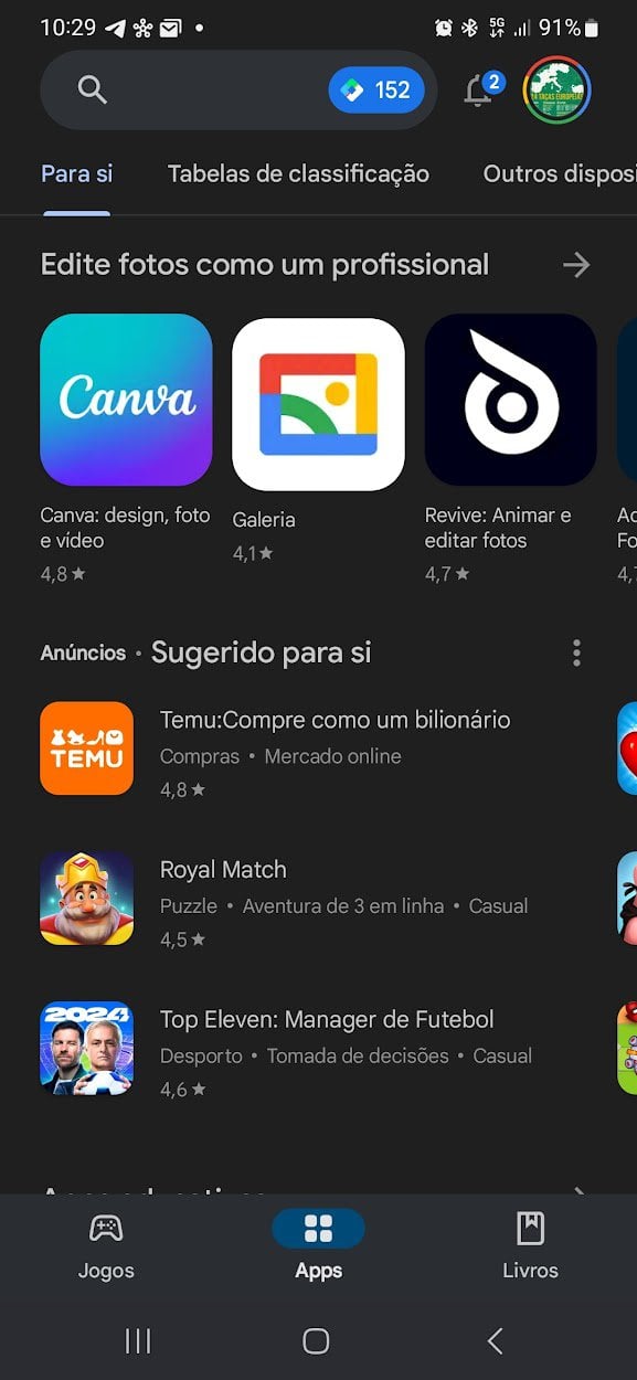 resolvido na Google Play Store