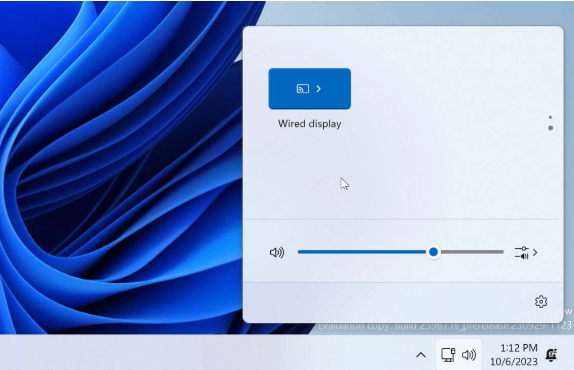 menu de definições rápidas do Windows 11