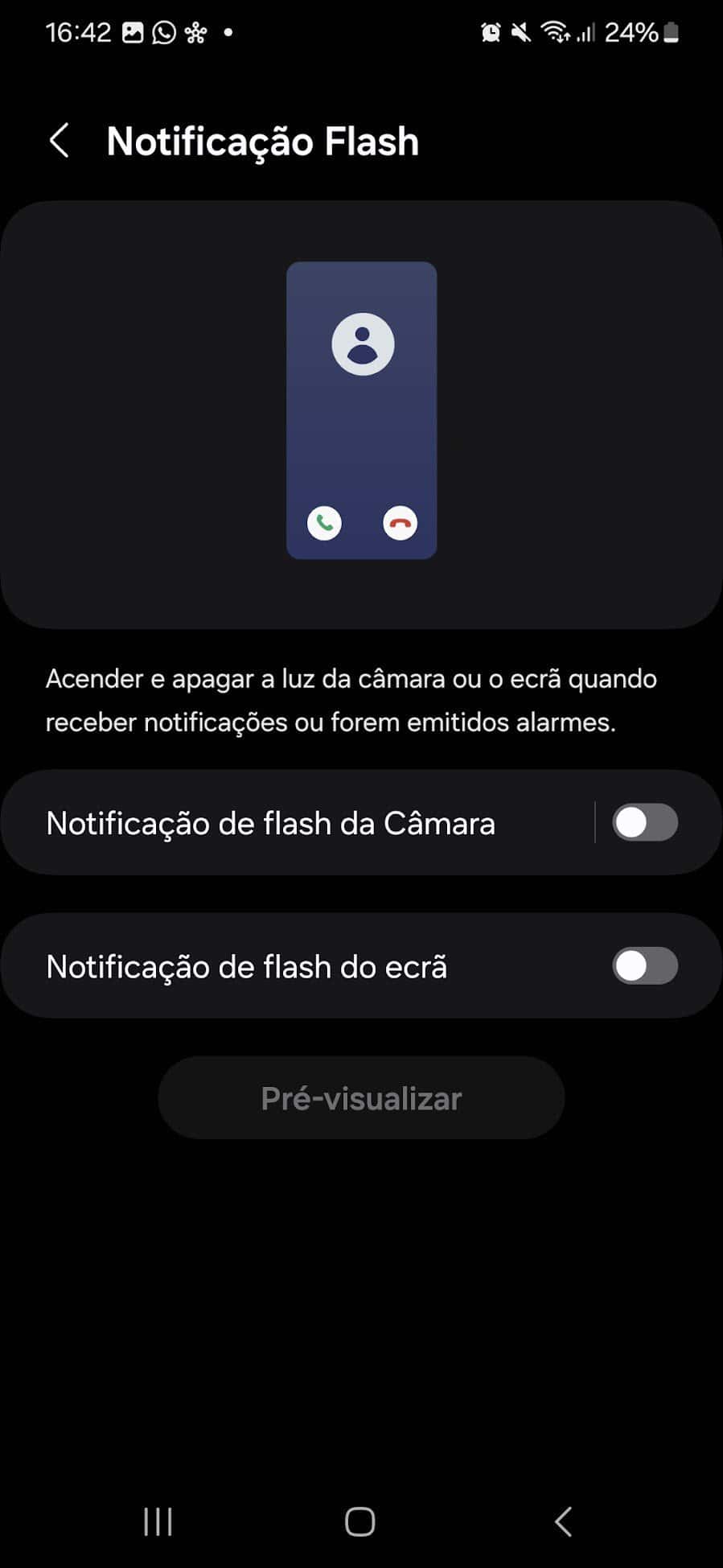 use the camera flash for notifications