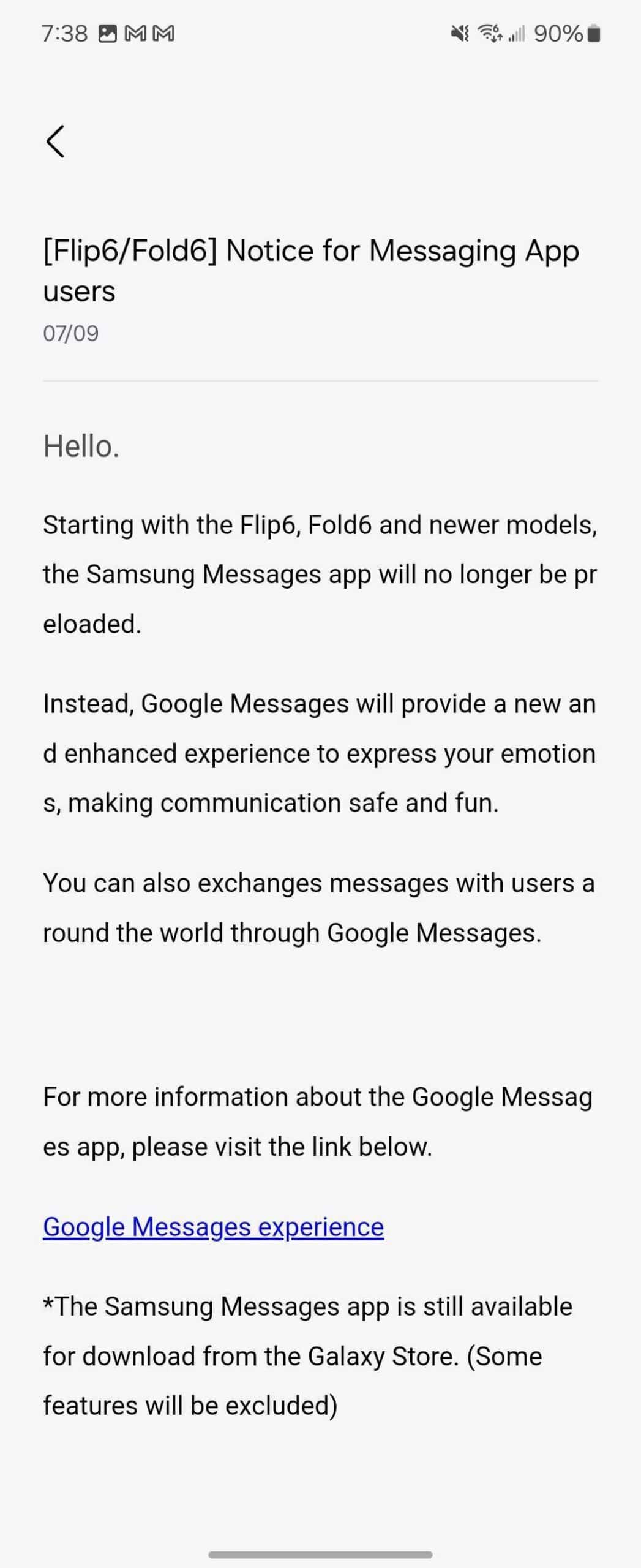 ¡Es el fin de la aplicación de SMS de Samsung!  ¿cambiará?