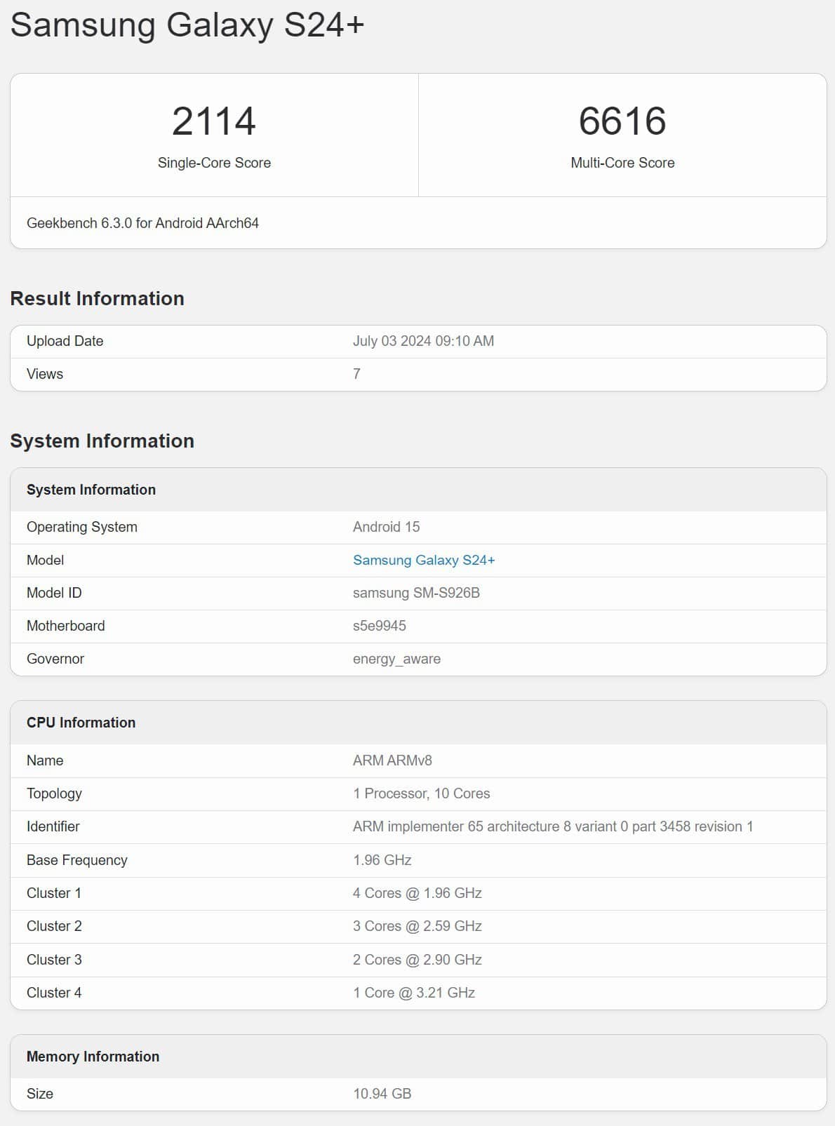 Galaxy S24+ Android 15