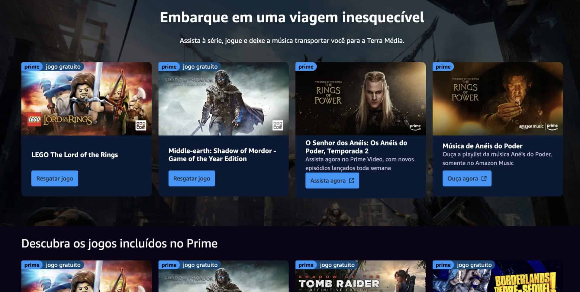 tem amazon prime? ganhou dois jogos grátis senhor dos anéis!