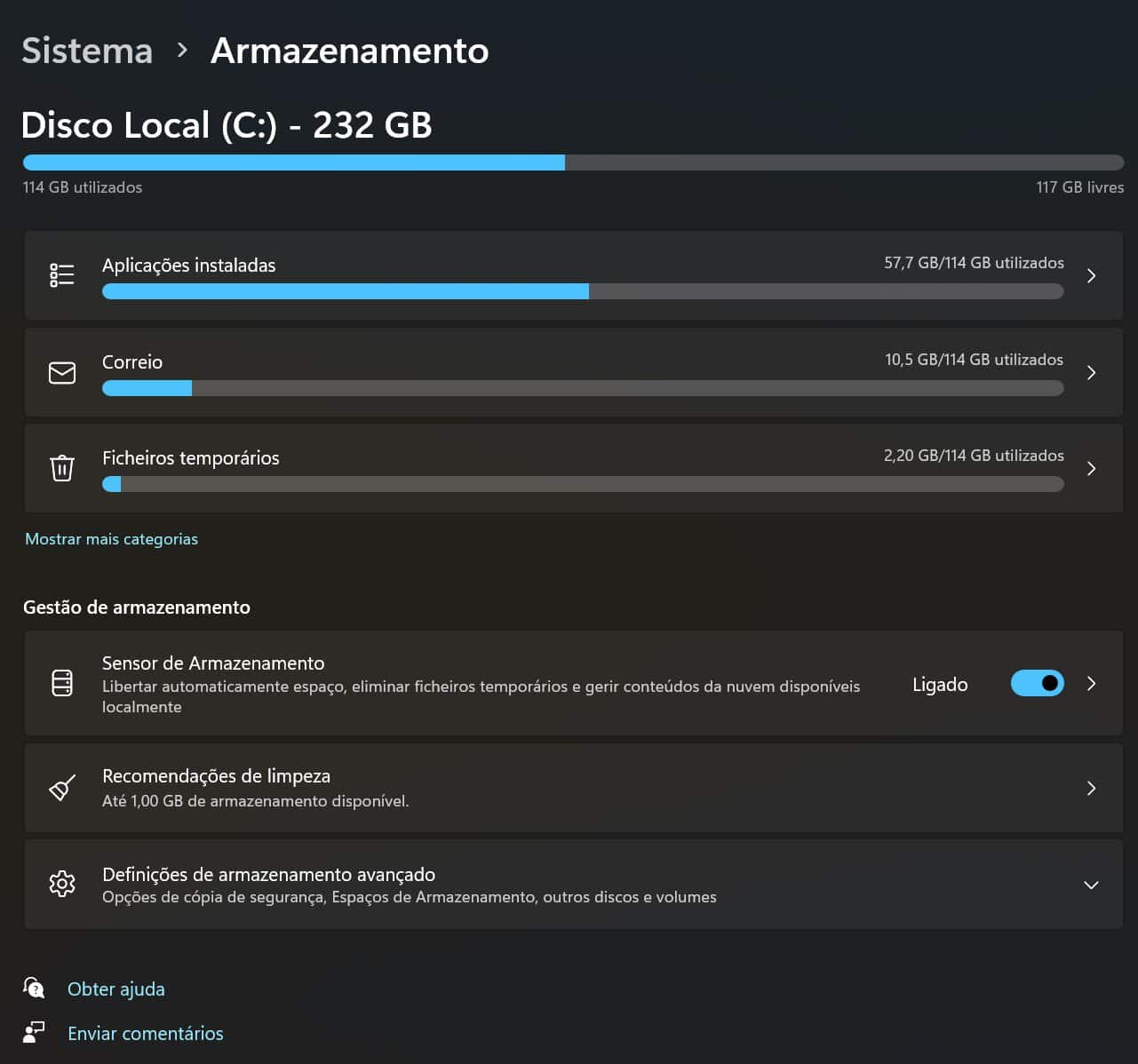 como ter mais espaço de armazenamento no windows 11