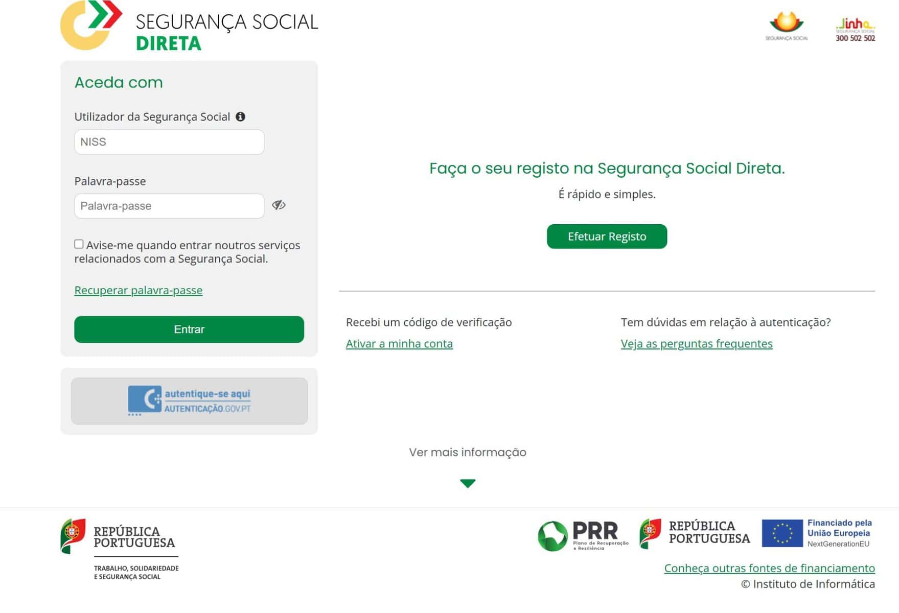 atenção: faça esta verificação na segurança social direta!