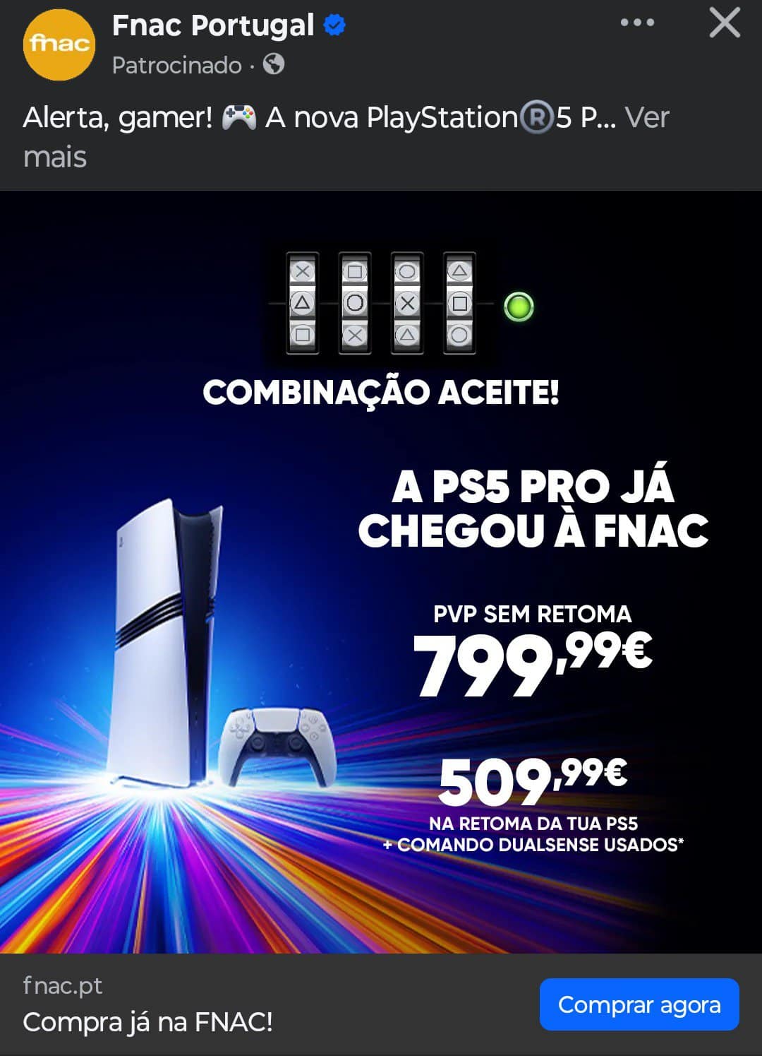 ps5 pro custa 799€ ou 500€ + a sua ps5! faz sentido?