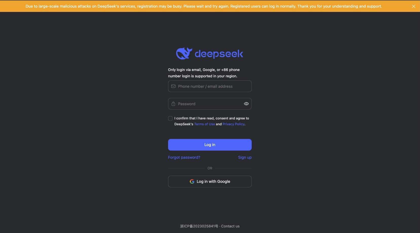 DeepSeek está a sofrer um ataque em grande escala!