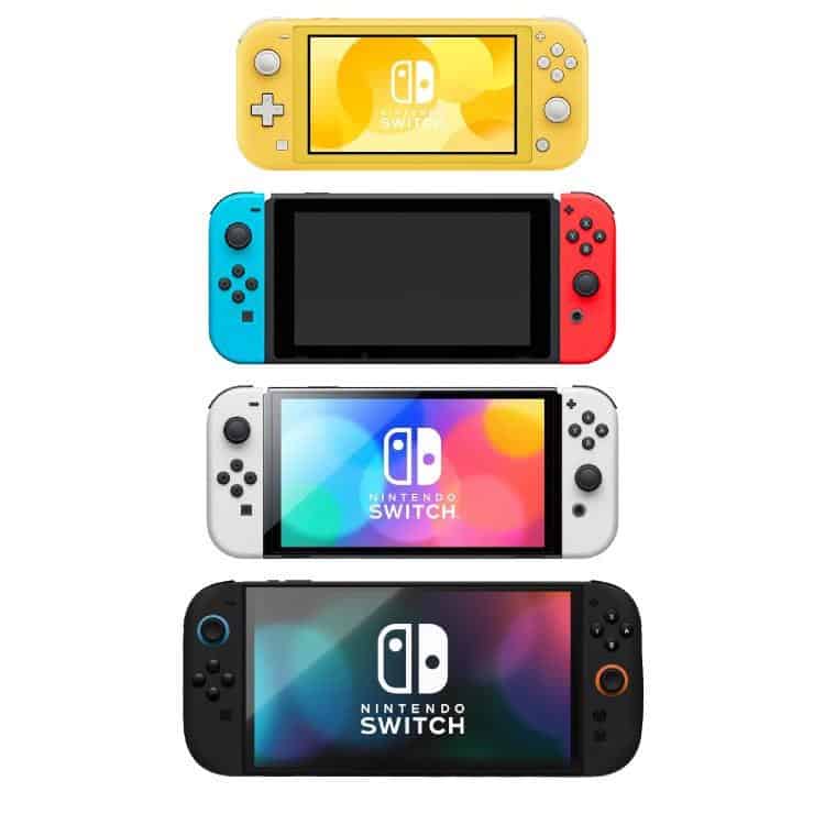 nintendo switch 2 ao lado de todas as outras. está bonita!