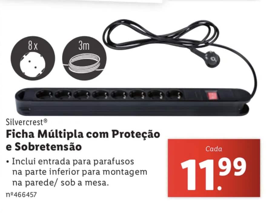 ficha múltipla do lidl com proteção e sobretensão a super-preço!